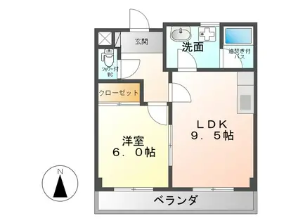 リンピア太田(1LDK/1階)の間取り写真