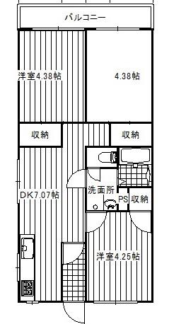 ハイツ弐番館(3DK/1階)の間取り写真