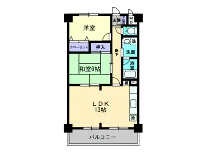 ぐりん木太ハイツ(2LDK/6階)の間取り写真