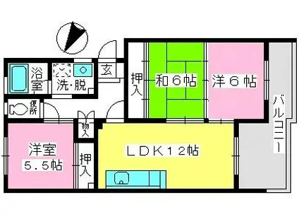 コーポウィステリア24(3LDK/4階)の間取り写真
