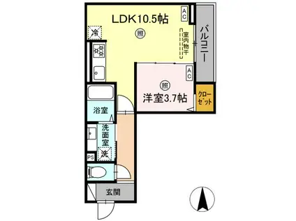 レクシア東尾久(1LDK/3階)の間取り写真