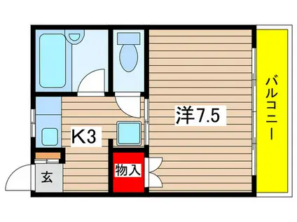ヴァンヴェール(1K/1階)の間取り写真