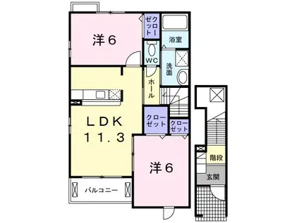 プリムローズA(2LDK/2階)の間取り写真