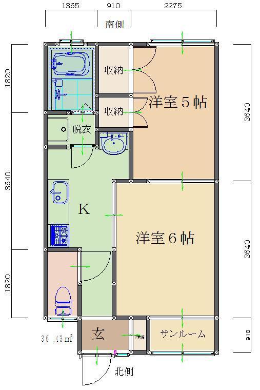 NO.6(2K/1階)の間取り写真