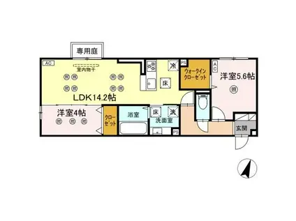 イオメール竹末(2LDK/1階)の間取り写真