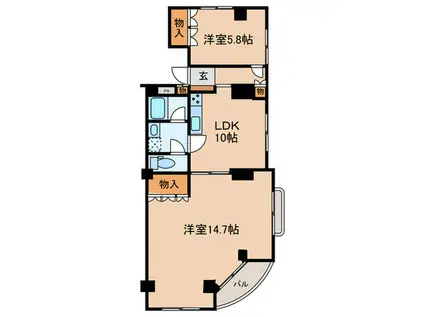 伊勢山ハイツ(2LDK/4階)の間取り写真