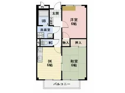 LIMPIAおおまつ(2DK/2階)の間取り写真