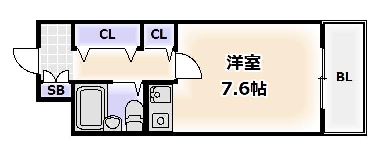 F難波南(ワンルーム/4階)の間取り写真