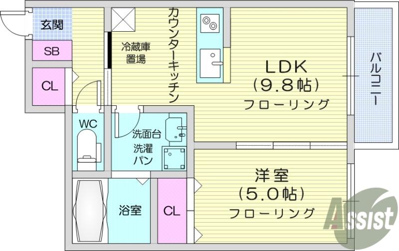ラ・コッリーナ市名坂(1LDK/1階)の間取り写真