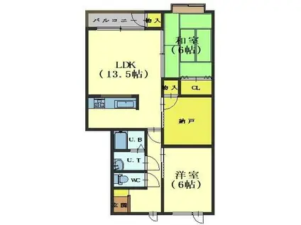 コーポ函館VII(2SLDK/1階)の間取り写真