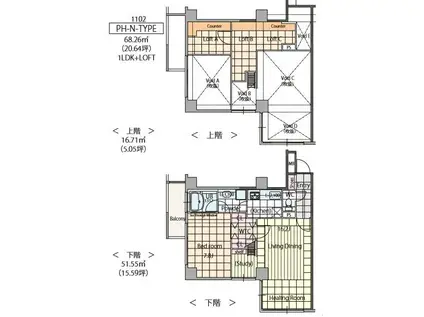 名鉄名古屋本線 前後駅 徒歩3分 11階建 築19年(1LDK/11階)の間取り写真