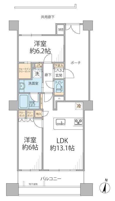 リストレジデンス辻堂タワー(2LDK/16階)の間取り写真
