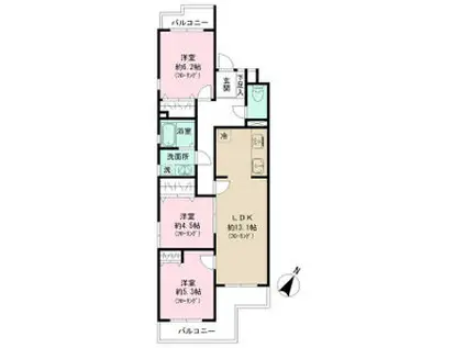 グランドメゾン南明(3LDK/3階)の間取り写真