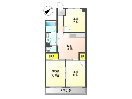 アベニュー長嶋(3LDK/4階)の間取り写真