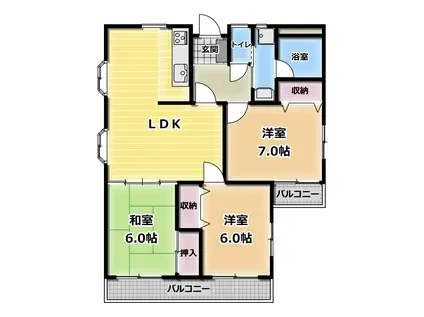 Mコーポ2(3LDK/3階)の間取り写真