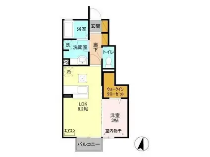 リッツハウスE-AKATSUKA(1LDK/1階)の間取り写真