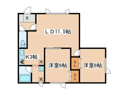 弥生ハイツKUDOUH-II(2LDK/1階)の間取り写真
