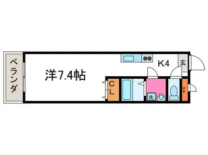 グラン上桂(1K/2階)の間取り写真