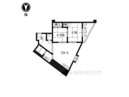 堀川シティハイツ(2DK/6階)の間取り写真