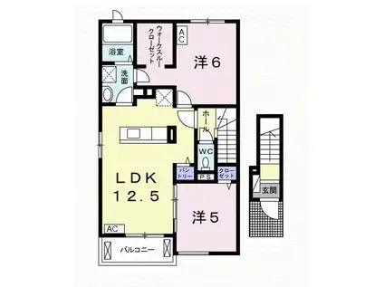 ノーブル グラス II(2LDK/2階)の間取り写真