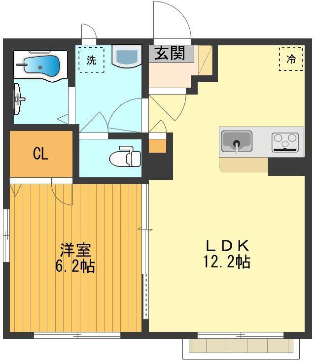 オークプレイス(1LDK/2階)の間取り写真