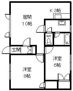 第2大城ハイツ3・3(2LDK/2階)の間取り写真