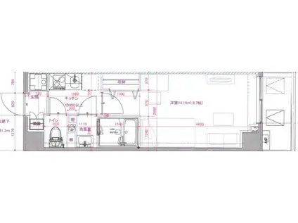 リヴシティ川崎新町(1K/2階)の間取り写真