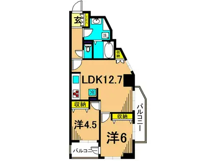 センチュリープラチナマンション大井町(2LDK/3階)の間取り写真