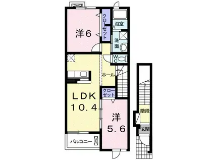 パインテールヴィレッジA(2LDK/2階)の間取り写真