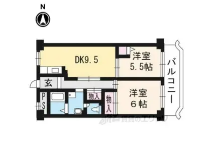第2洛西ハイツ(2LDK/5階)の間取り写真