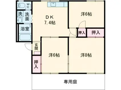 パストラル B棟(3DK/1階)の間取り写真