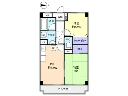 ラ・フォレ薬円台(2DK/3階)の間取り写真