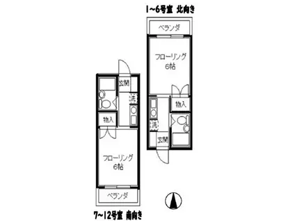 ゼルコピア府中(1K/3階)の間取り写真