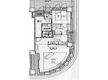 古満ゲボイデ(1LDK/7階)の間取り写真