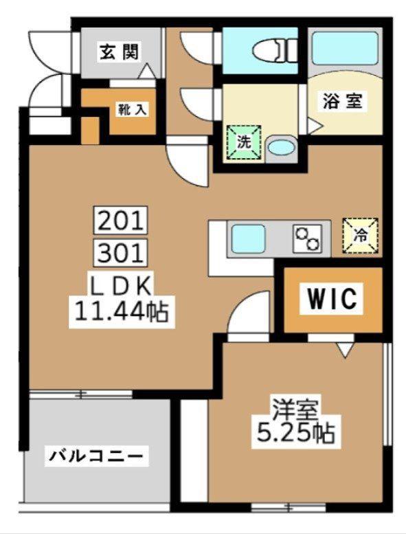 ミリアビタ長洲(1LDK/3階)の間取り写真