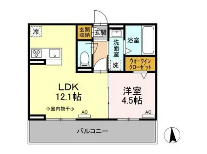 BRISA(1LDK/2階)の間取り写真