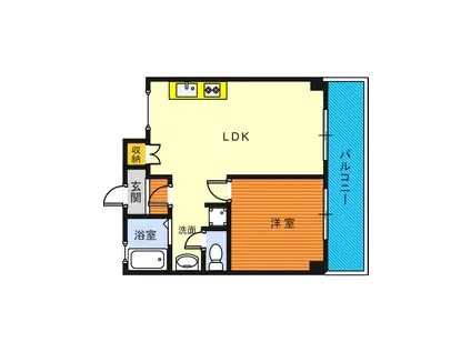 ヴィラ高殿(1LDK/3階)の間取り写真