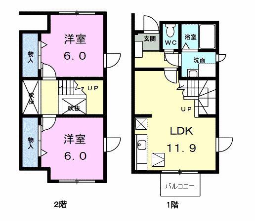 スターヒルズ・アサノA館(2LDK/1階)の間取り写真