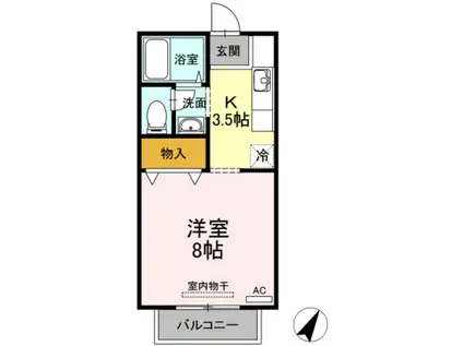 プリメーラいそあい(1K/1階)の間取り写真