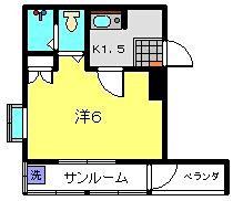 エスコートパレス江洋(1K/2階)の間取り写真