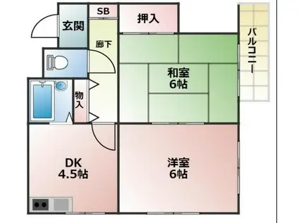 青愛ビル(2DK/2階)の間取り写真