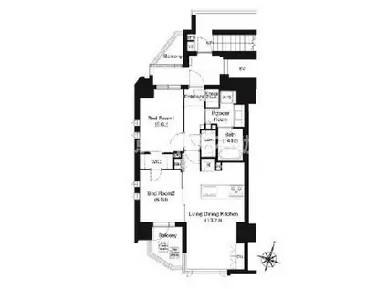 ジオイド三番町(2LDK/4階)の間取り写真