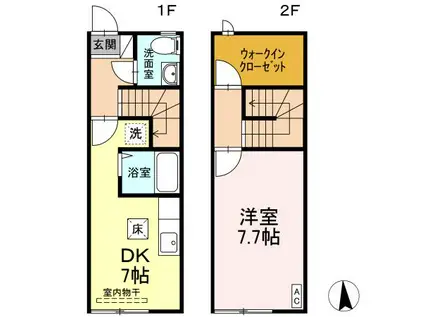 ニングルハウス590(1DK/1階)の間取り写真