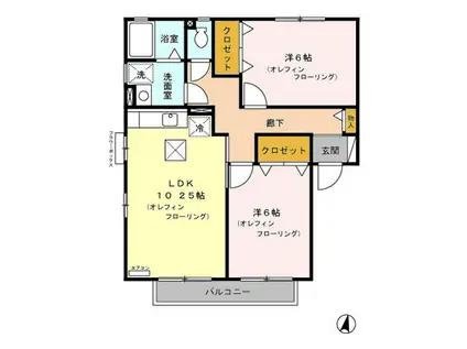 メゾンラフィネ吉田A・B・C・D・E(2LDK/1階)の間取り写真