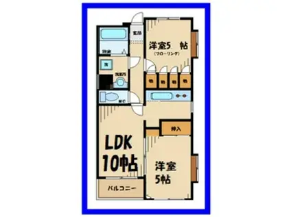 分倍河原フラッツ(2LDK/1階)の間取り写真