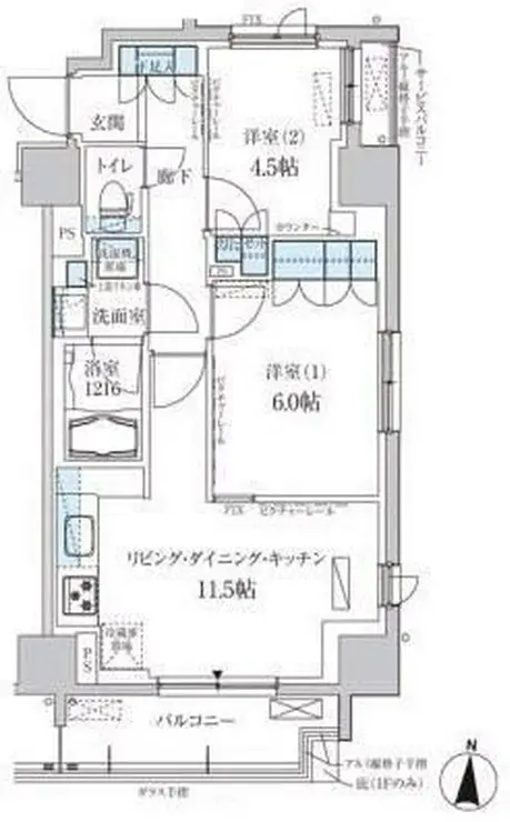 パークアクシス両国馬車通り 7階階 間取り