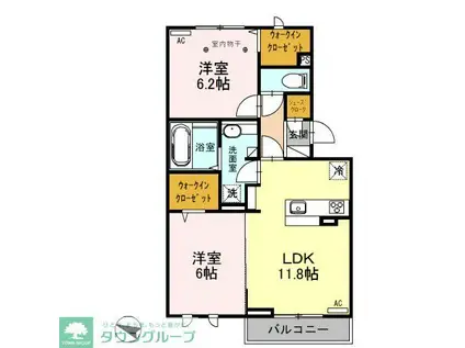 ロイジェントパークスレイクタウンII G(2LDK/2階)の間取り写真