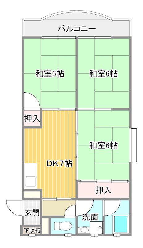 二宮第二ビル(3DK/2階)の間取り写真