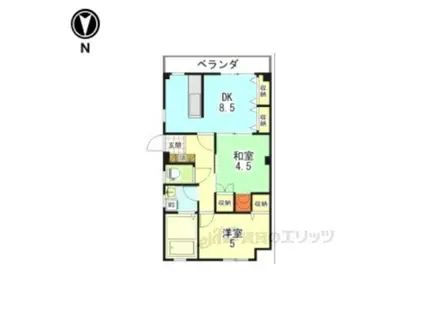 ルミナス・カスティエル(2DK/1階)の間取り写真