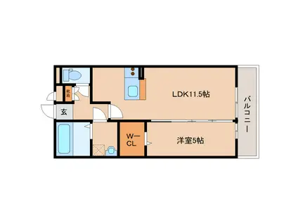 コム アニモ(1LDK/2階)の間取り写真